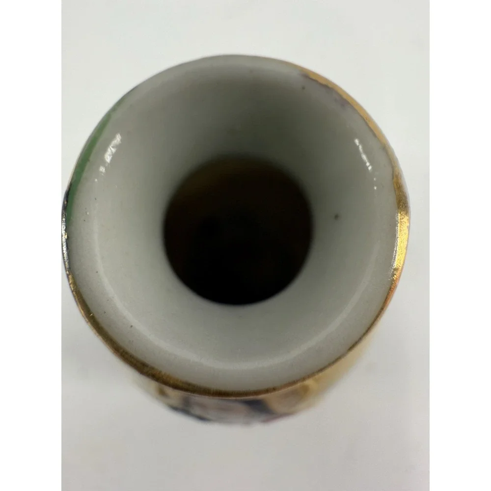 Miniature Vase w/‎ Geisha Motif + Brocade Pouch 2